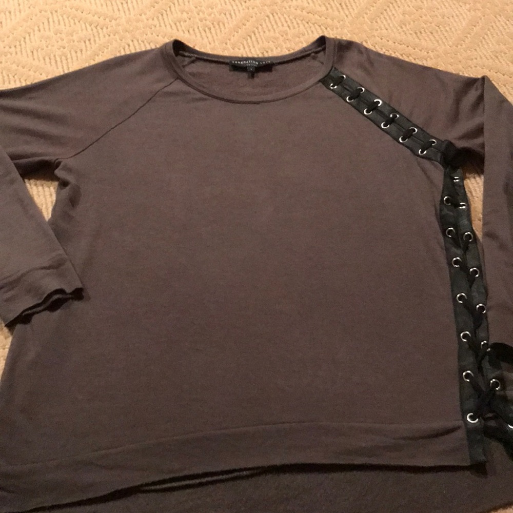 Generation love army green / faux leather top